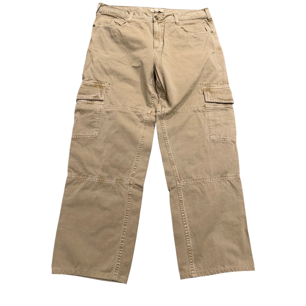 Territory Ahead Cargo Pants Mens Tan Relaxed tag size 36x30 Cotton Twill Rugged